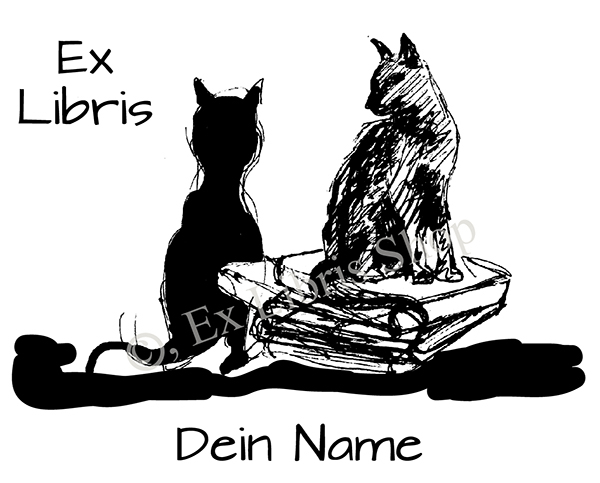 Exlibris •Zwei Katzen•